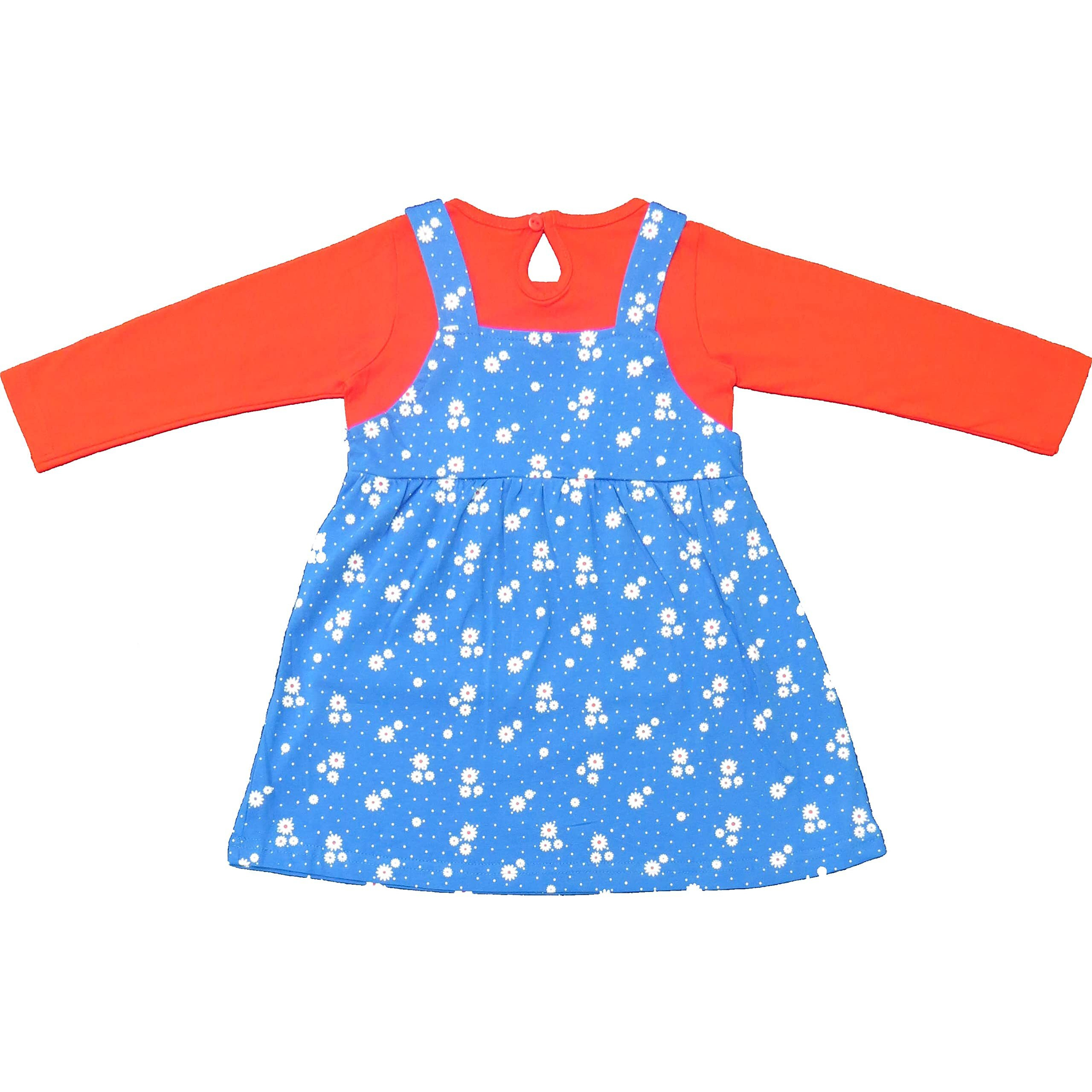 Clothe Funn New Born Knee Length Baby Girl Dress (Red/Royal 0-3 Months)