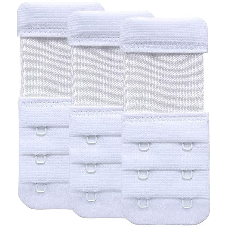 DClub Bra Extender 2 Hook Stretchy Soft and Comfortable Bra Strap Extender for Women in Pregnency or Weight gain. (WHITE 3 PIECES (2 HOOK 3 RAW))