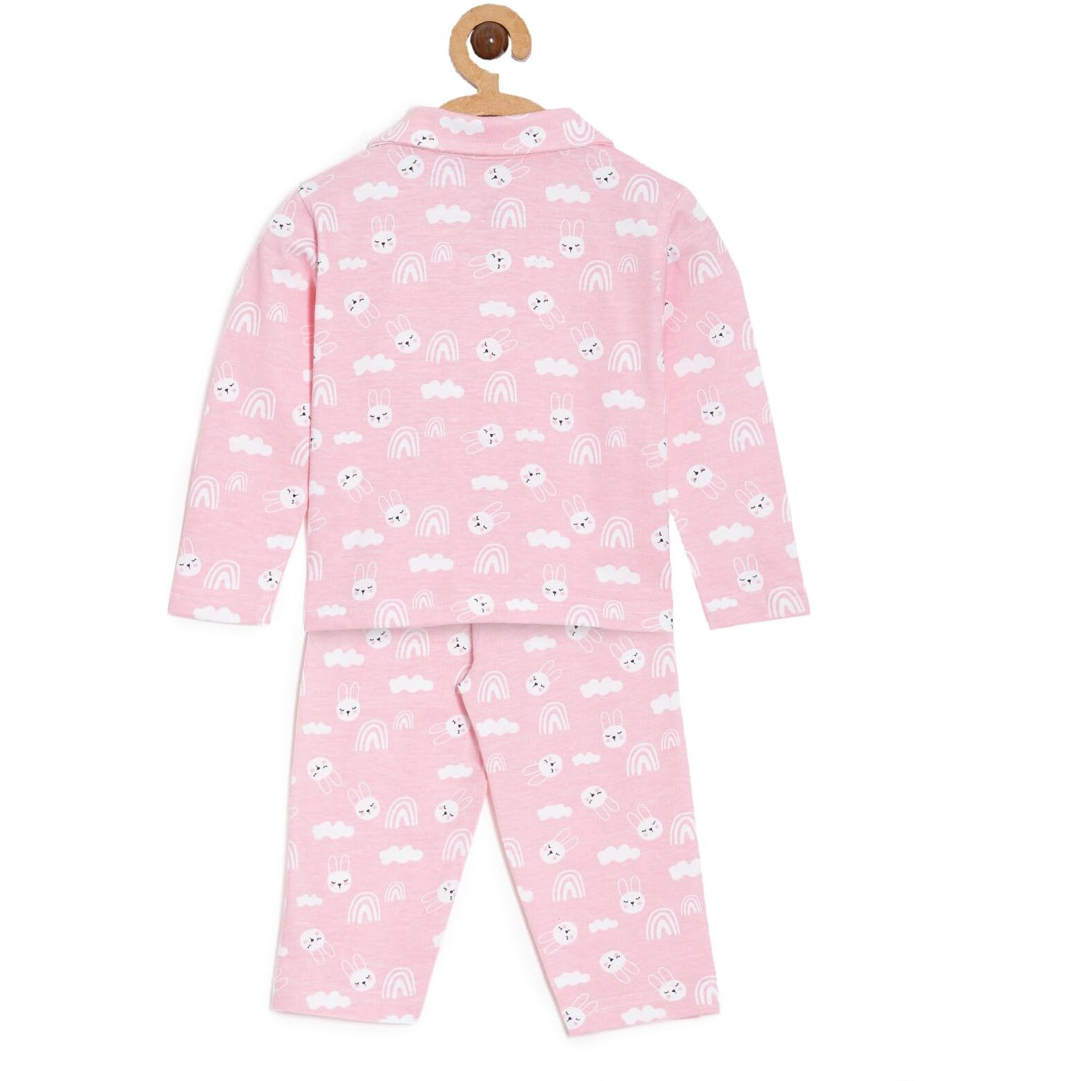The Mom Store Baby Pajama Set | 100% Cotton | Nightwear | Sleepwear for Newborn and for Infant | Soft | Comfortable | Cutey Bunny Print | for Boys and Girls| 3-4 Years |Pink |