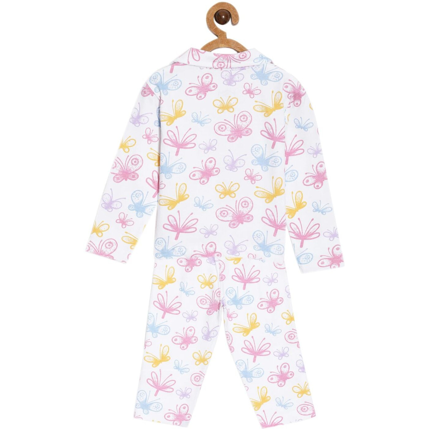 The Mom Store Baby Pajama Set | 100% Cotton | Nightwear | Sleepwear for Newborn and for Infant | Soft | Comfortable | Spring Wings | for Boys and Girls| 0-6 Months | White |