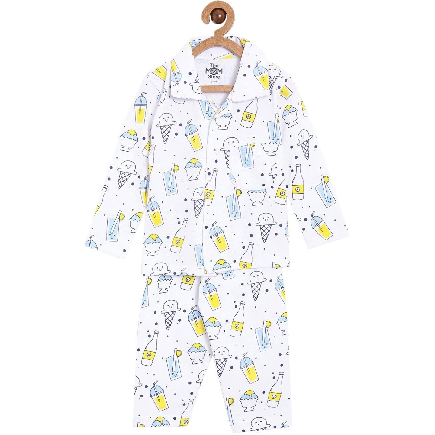The Mom Store Kids Pajama Set | Cotton Nightwear/Night Suit/Sleepwear for Baby | My Smoothie | 6-12 Months