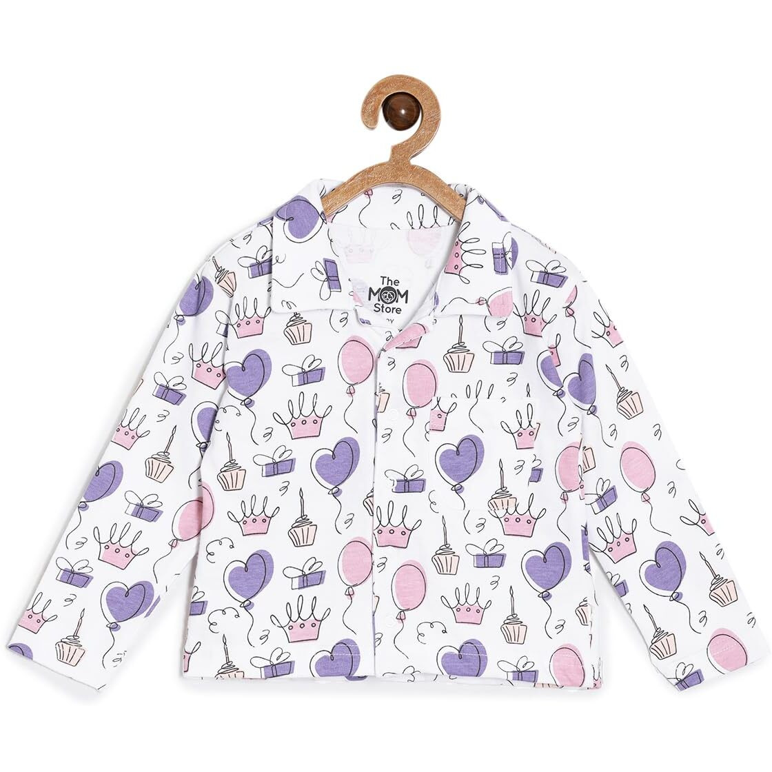 The Mom Store Baby Pajama Set | 100% Cotton | Nightwear | Sleepwear for Newborn and for Infant | Soft | Comfortable | Princess Party | for Boys and Girls| 0-6 Months | White |