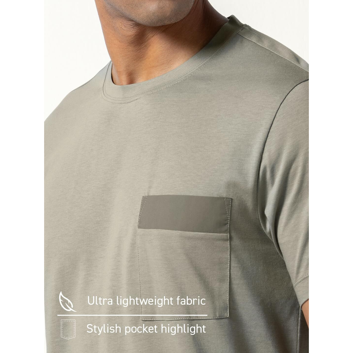 DAMENSCH Regular Fit Half Sleeve Premium Cotton Blend Solid Patch Pocket Lightweight Durable Casual Wear Lounge Wear Elemental Tshirt with Pocket for Men-Smoke Gray-L