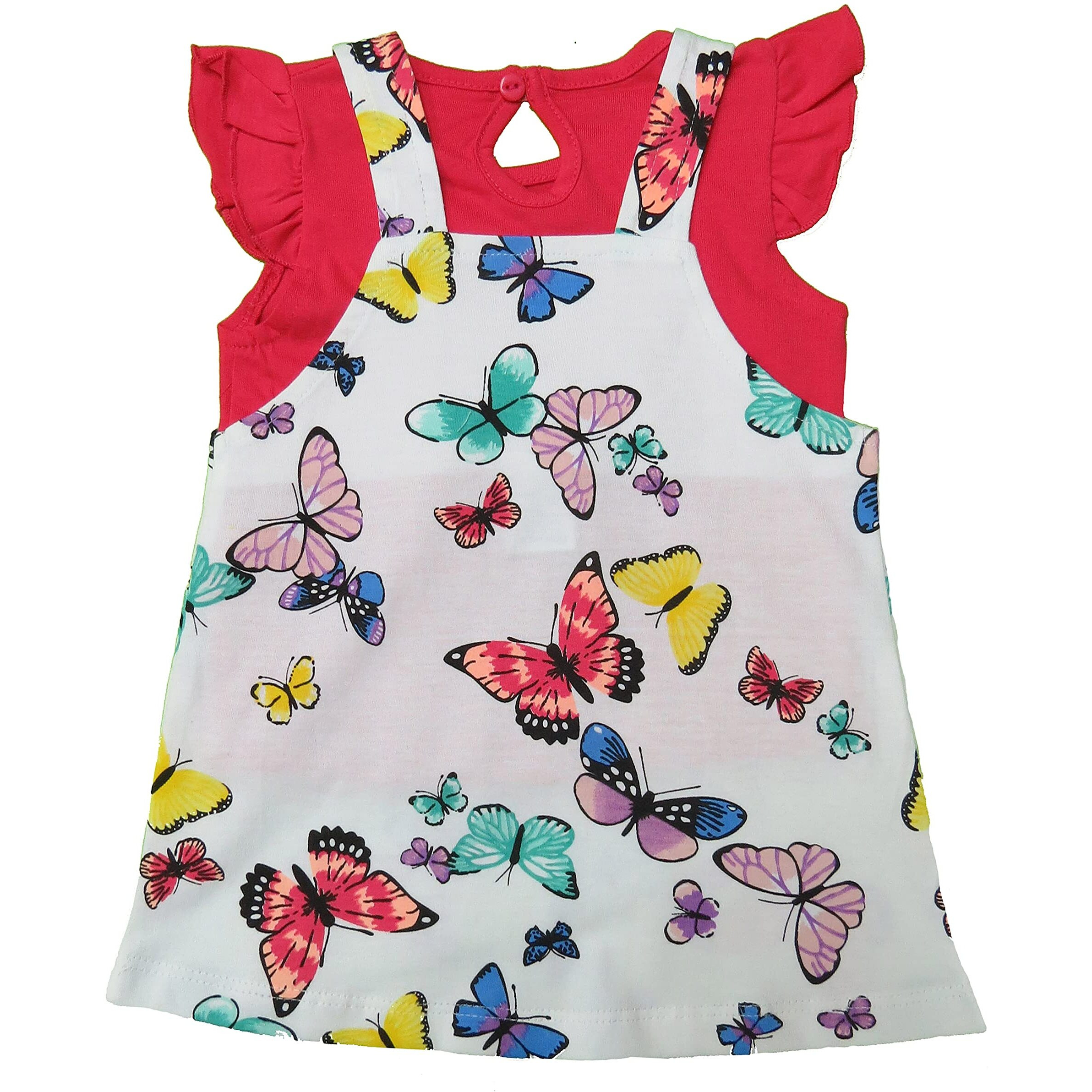 Clothe Funn New Born Knee Length Baby Girl Dress (White/Fuschia 18-24 Months)