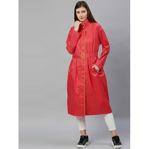 Lymio Women raincoat || raincoat set for Women || raincoat for Women (Women RainCoat) (L Red)