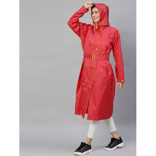 Lymio Women raincoat || raincoat set for Women || raincoat for Women (Women RainCoat) (L Red)