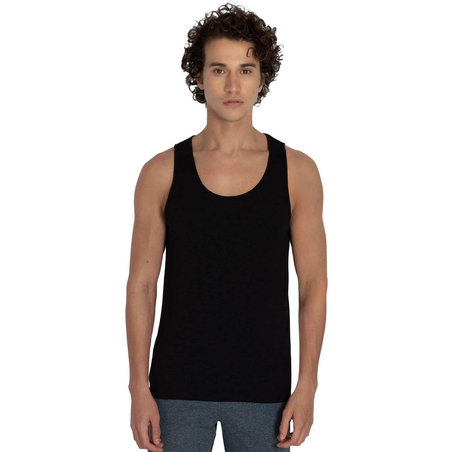 DAMENSCH Mens NEO-SKIN Anti-Microbial Slub Vest- Anti-odor-Bamboo Rayon Fabric- Round Neck- Pack of 2- Natural Black- XX-Large
