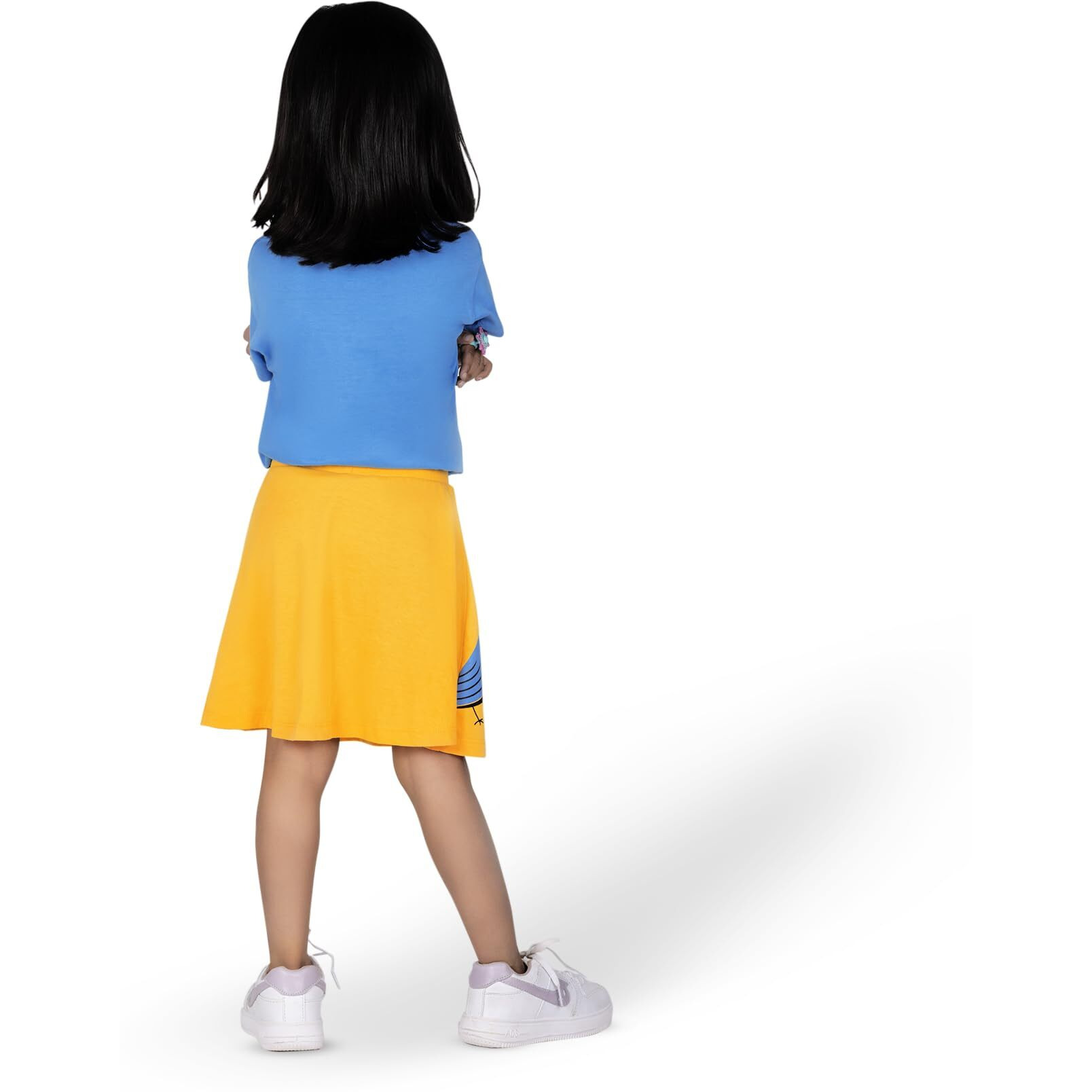 YouGotPlanB Girls Above Knee Song Birds Skater Skirt | Soft & Breathable Fabric | No-Mark Elastic | Casual Wear | 14 Years to 16 Years Yellow
