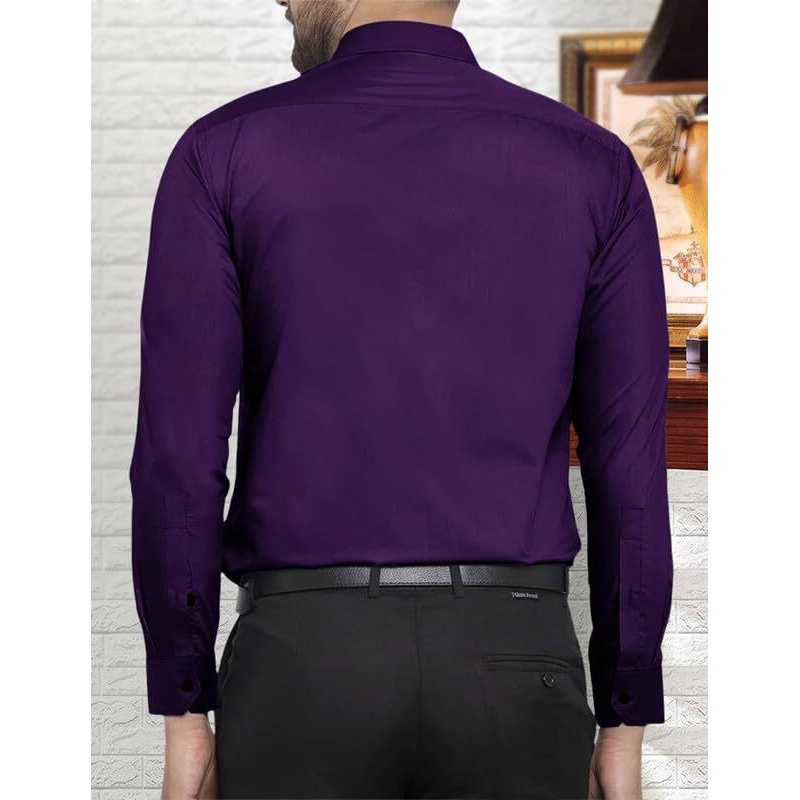 Pinkmint Casual Shirt for Men Stylish Mens Shirt Soild Regular Fit Long Sleeve Formal Wear Purple