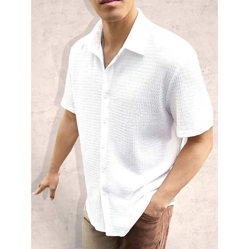 Pinkmint Popcorn Shirt for Men Soild Slim Fit Sleeve Spread Collar Trendy Men Shirt Summer Wear Goa Wear Olive
