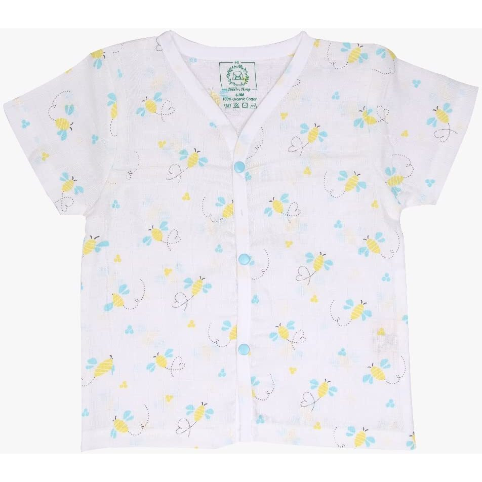 A toddler thing 100% Organic Muslin Sleepsuit - Buzzing Bee | White | Top & Pants | Size - 4-5 Years | Night Suit for Boys & Girls | Sleepwear Baby Products | Night Wear Pyjama Set | Full Cover Dress