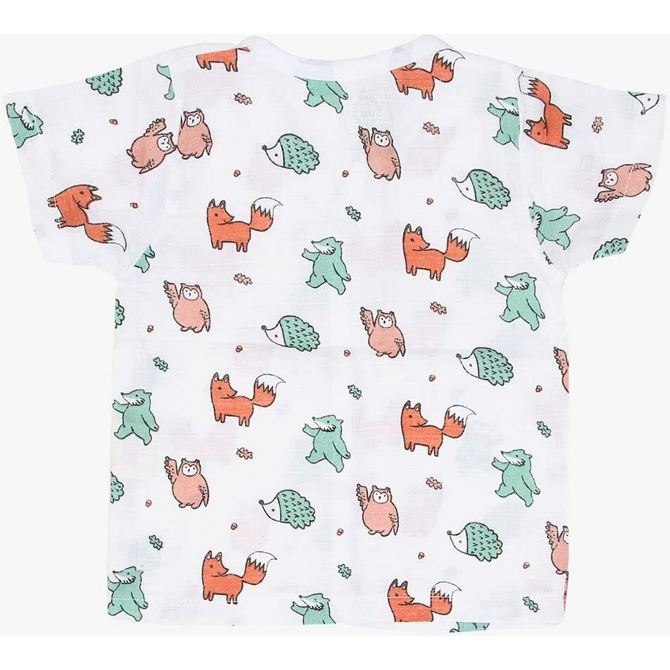A toddler thing 100% Organic Muslin Sleepsuit | Top & Pants | Night Suit for Boys & Girls | Sleepwear Baby Products | Night Wear Rompers | Full Cover Dress | Color Woodlanders | Orange | Size- 9-12m