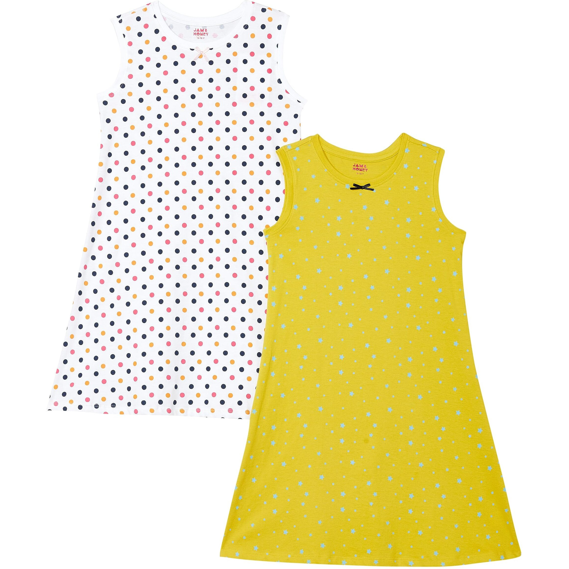 Amazon Brand - Jam & Honey Girls Dress | 100% Cotton Printed | Sleeveless & Full Sleeves Knee Length Dresses for Girls
