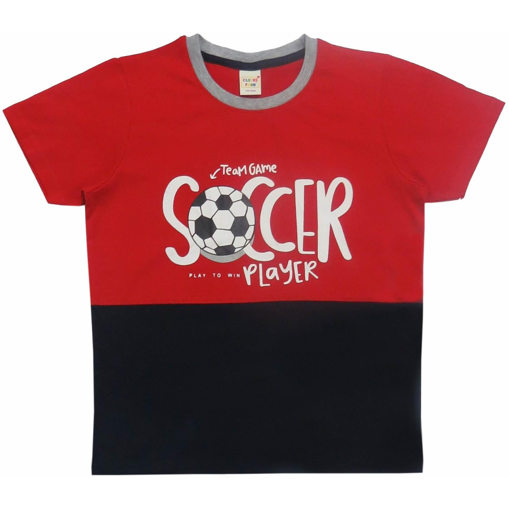 Clothe Funn Boys Co-Ordinate Set Red & Ecru Mel 7-8 Years