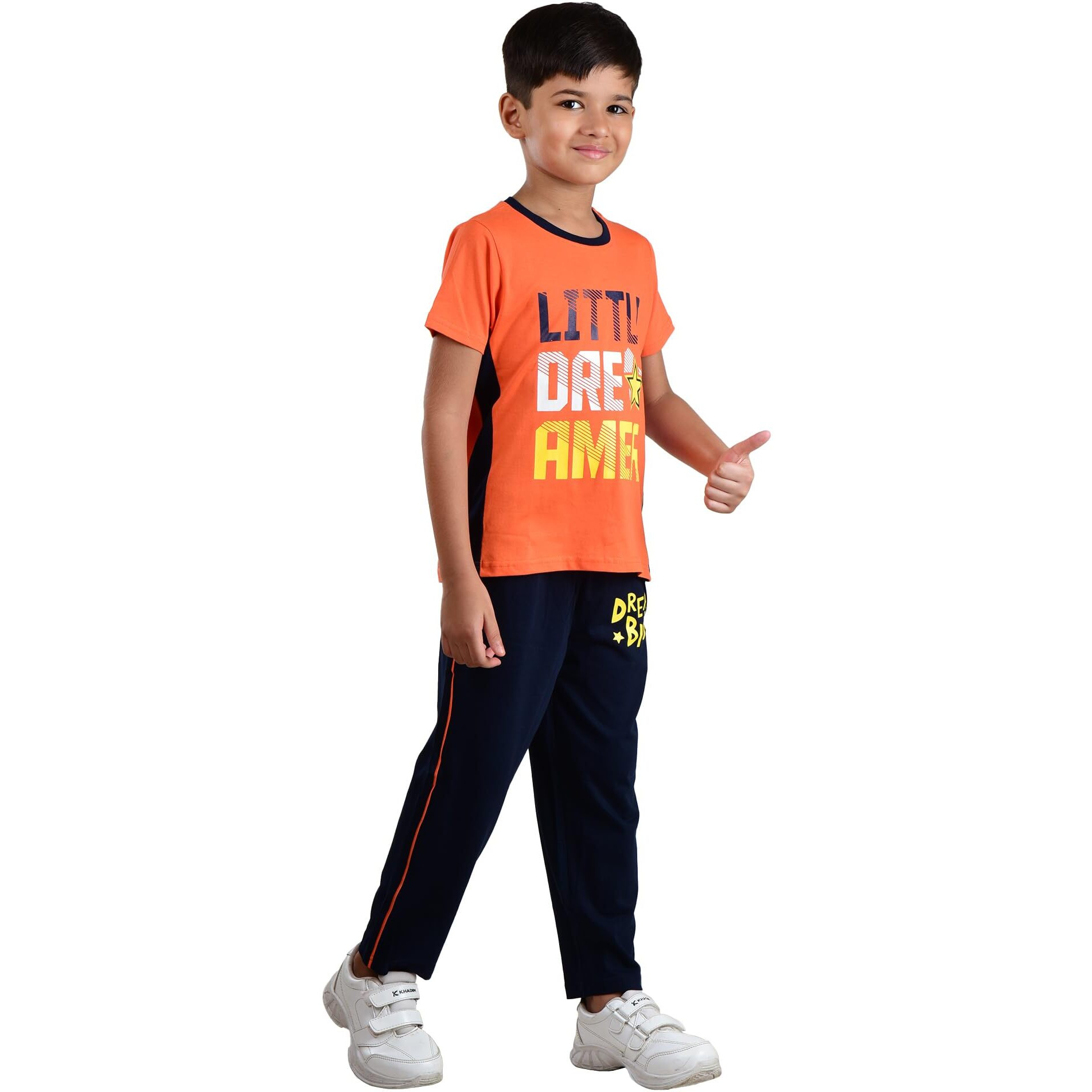 Clothe Funn Boys Co-Ordinate Set Orange & Navy 7-8 Years