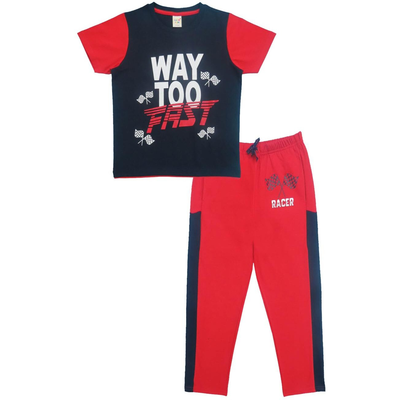 Clothe Funn Boys Co-Ordinate Set Navy & Red 7-8 Years