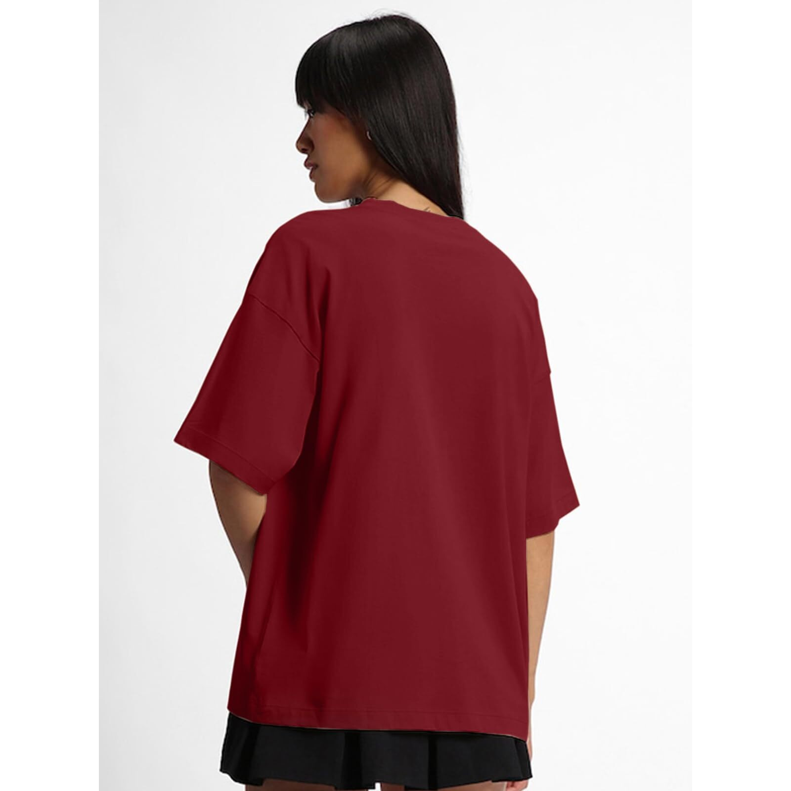 JUNEBERRY Pure Cotton Drop Shoulder Oversized Baggy Fit Half Sleeve Plain Solid Round Neck Multicolor T-Shirt for Women & Girls (Pack of 2) (PO2_OS_JB_AB_MR_XL)