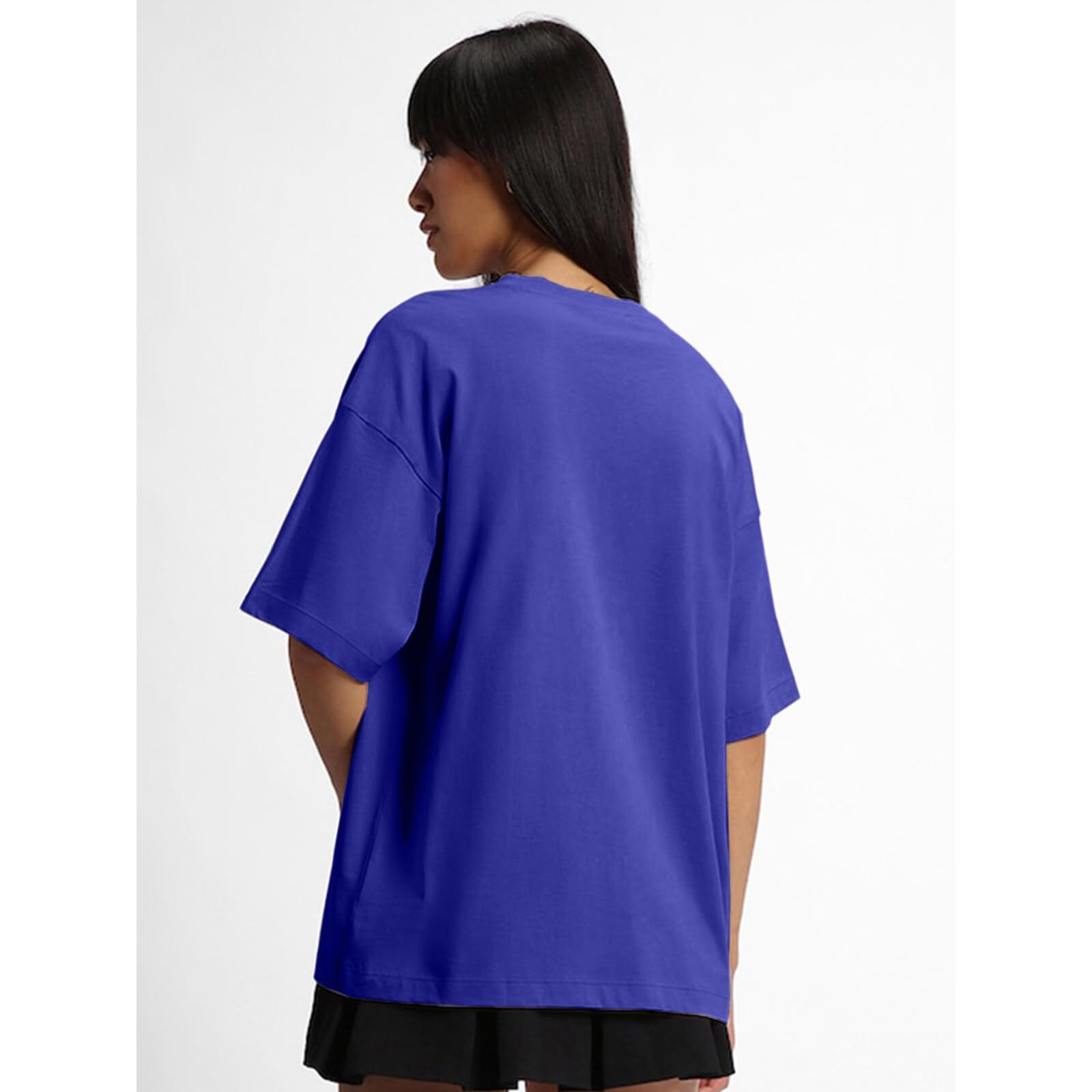 JUNEBERRY Pure Cotton Drop Shoulder Oversized Baggy Fit Half Sleeve Plain Solid Round Neck Multicolor T-Shirt for Women & Girls (Pack of 2) (PO2_OS_JB_AB_RB_XL)