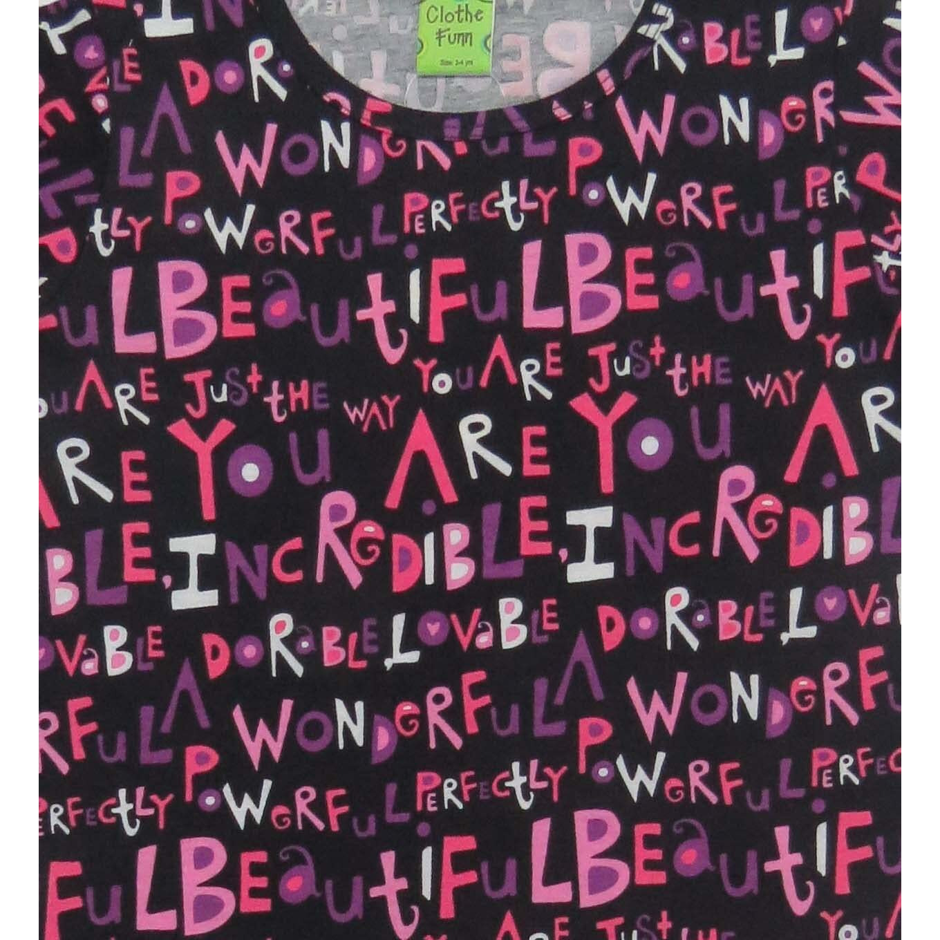Clothe Funn Girls Co-Ordinate Set Girls Nightwear Set (3-4 Years Black AOP)