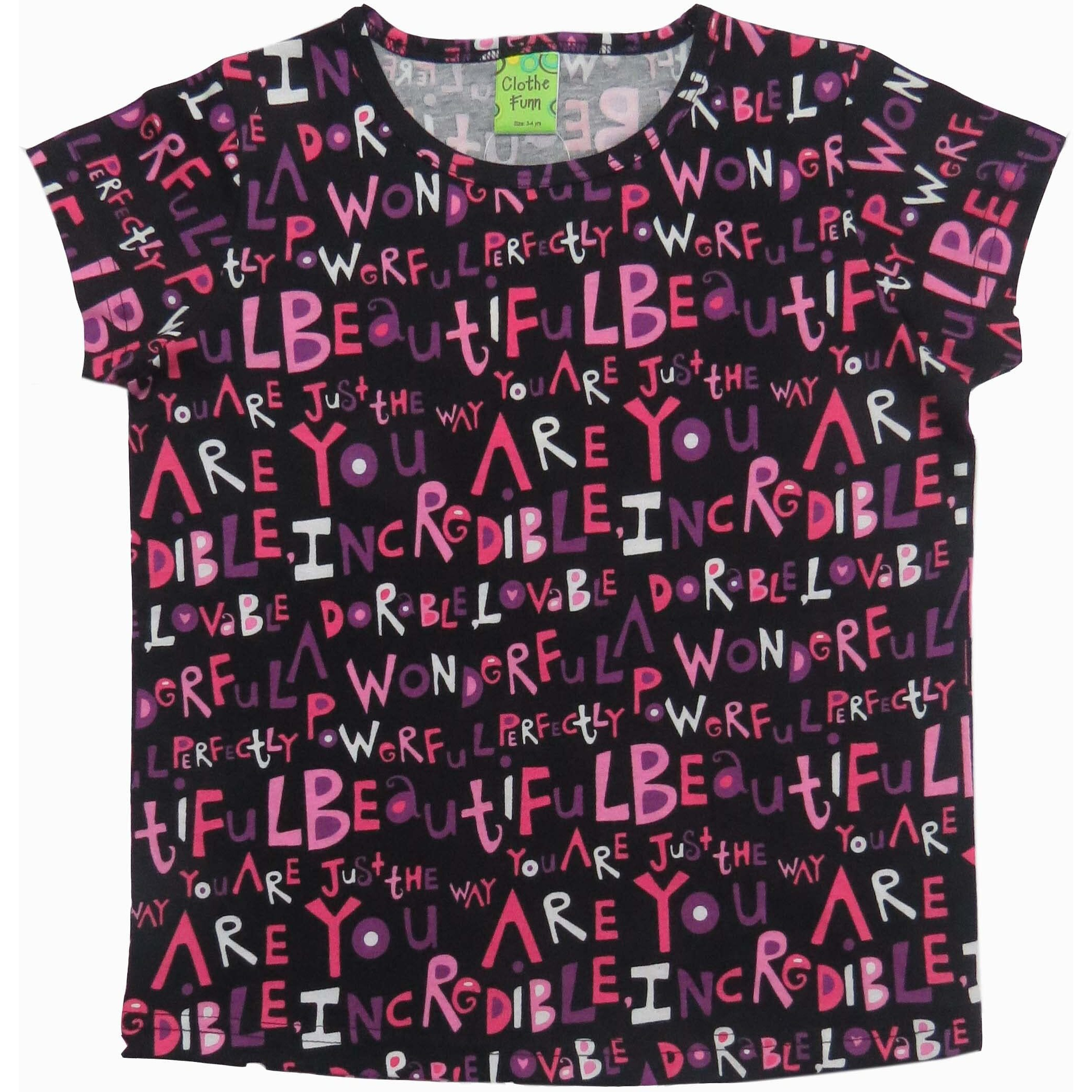 Clothe Funn Girls Co-Ordinate Set Girls Nightwear Set (3-4 Years Black AOP)