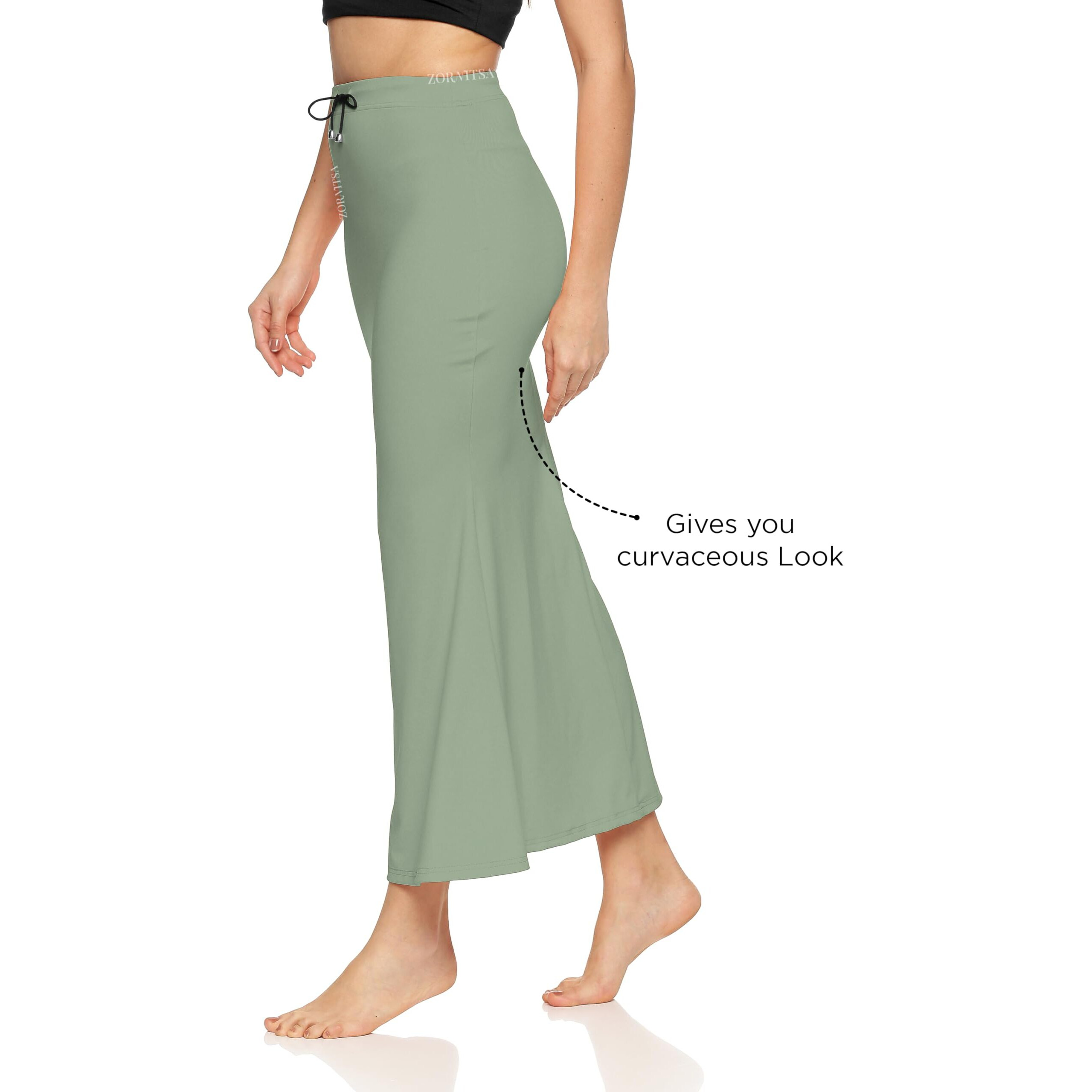 ZORNITSA Lycra Saree Shapewear Petticoat for Women Skirts for Women (Olive Green XXL)