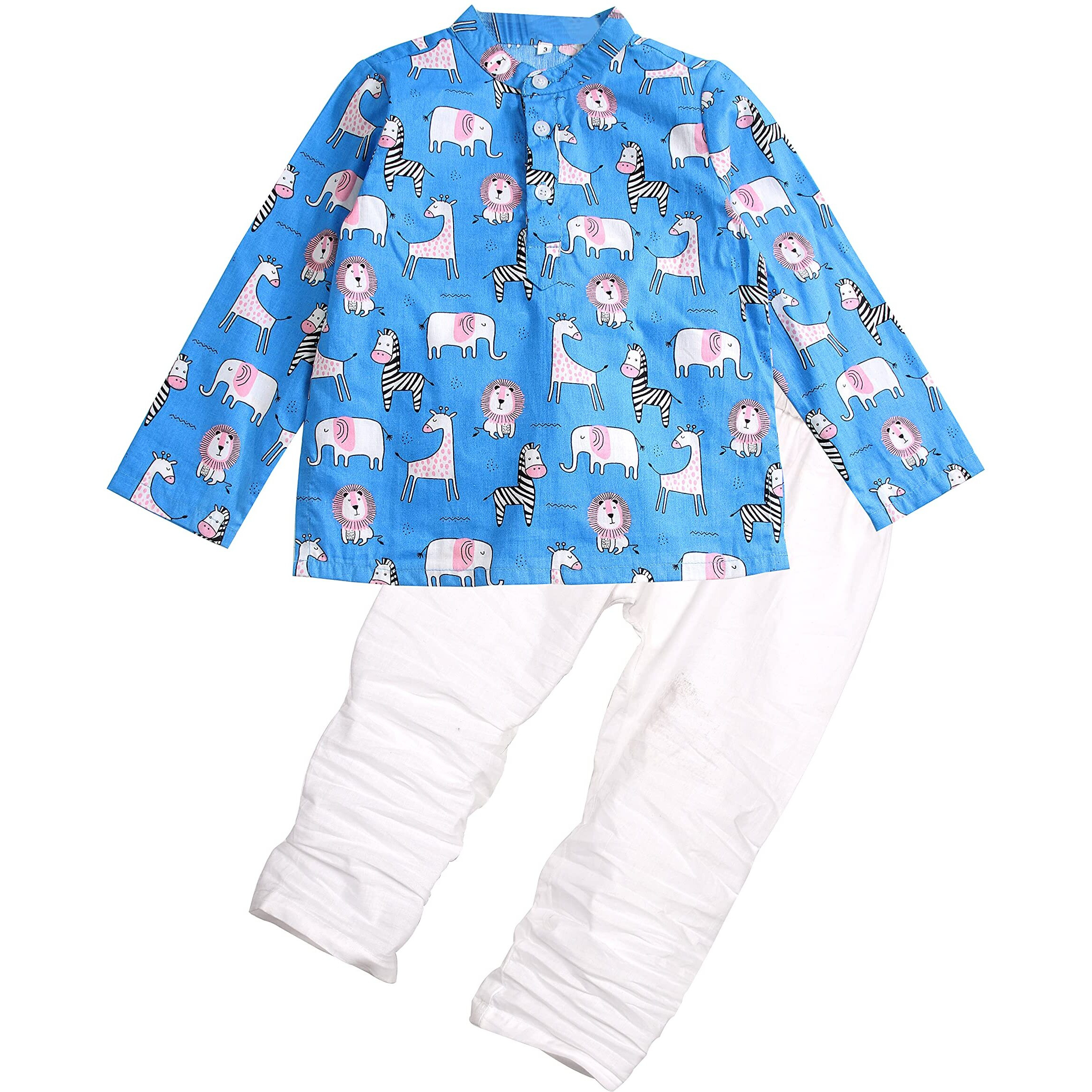 Bold N Elegant - Be Bold Inside & Elegant Outside Bold N Elegant Cotton Bandej Bandhani Little Krishna Kanha Ethnic Wear Kurta Pyjama Set For Infant Toddler Boys (6-12 Months Blue-White)
