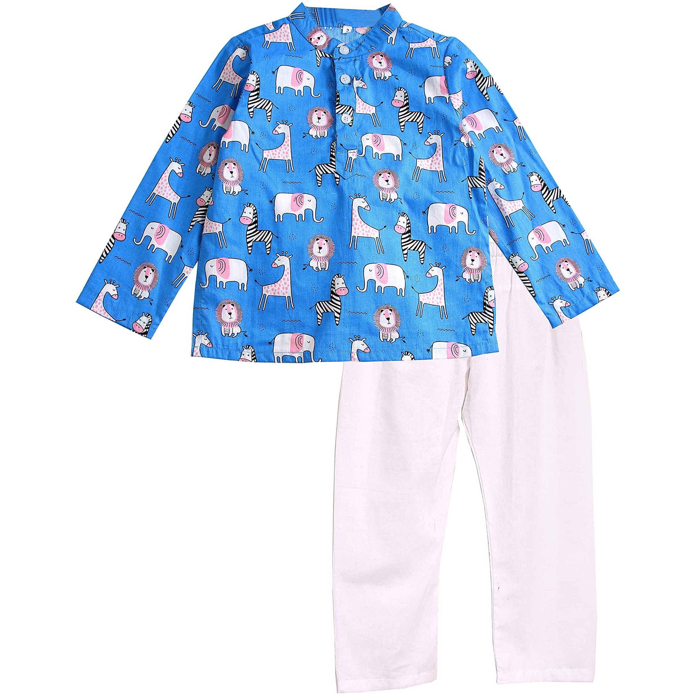 Bold N Elegant - Be Bold Inside & Elegant Outside Bold N Elegant Cotton Bandej Bandhani Little Krishna Kanha Ethnic Wear Kurta Pyjama Set For Infant Toddler Boys (6-12 Months Blue-White)