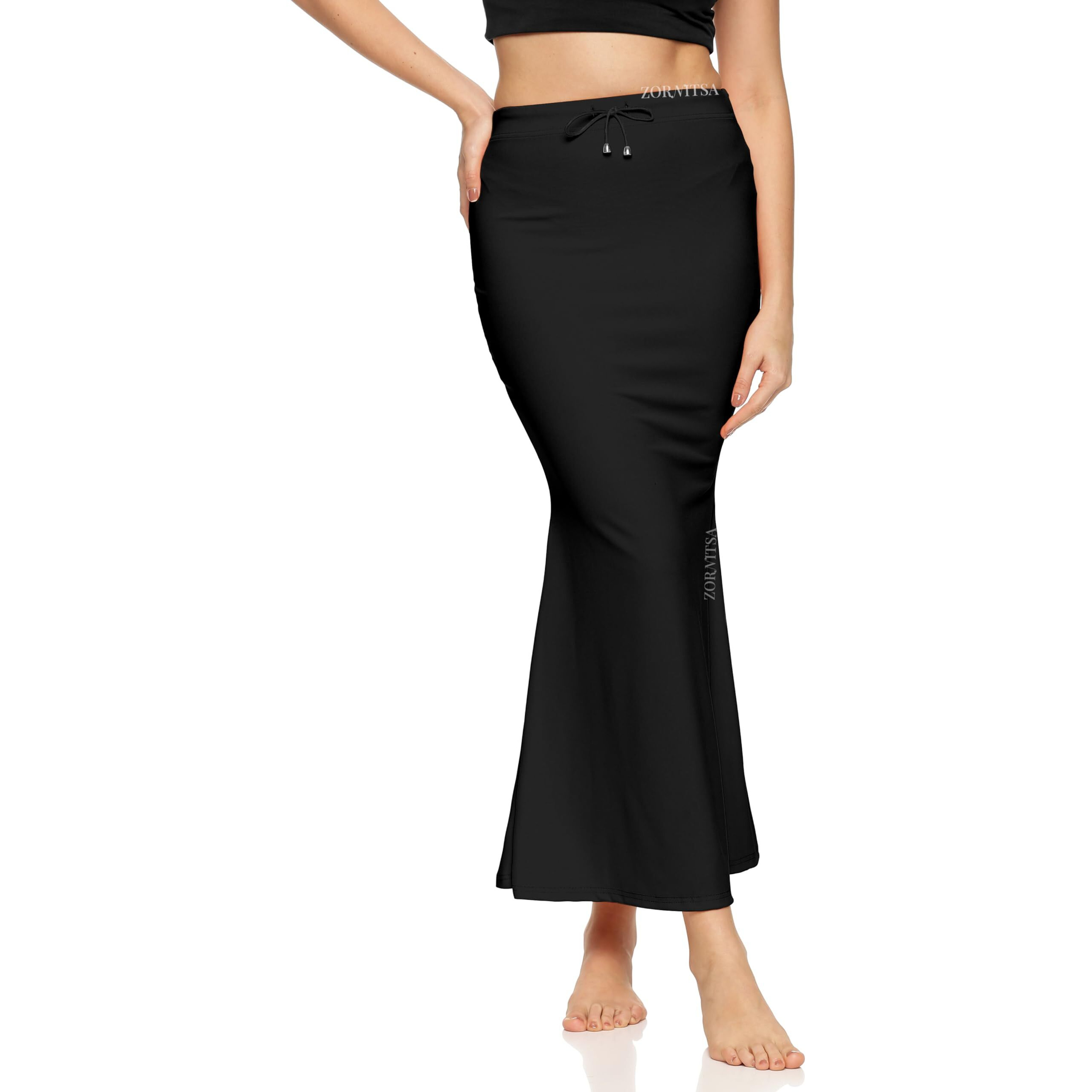 ZORNITSA Lycra Saree Shapewear Petticoat for Women Skirts for Women (Black M)