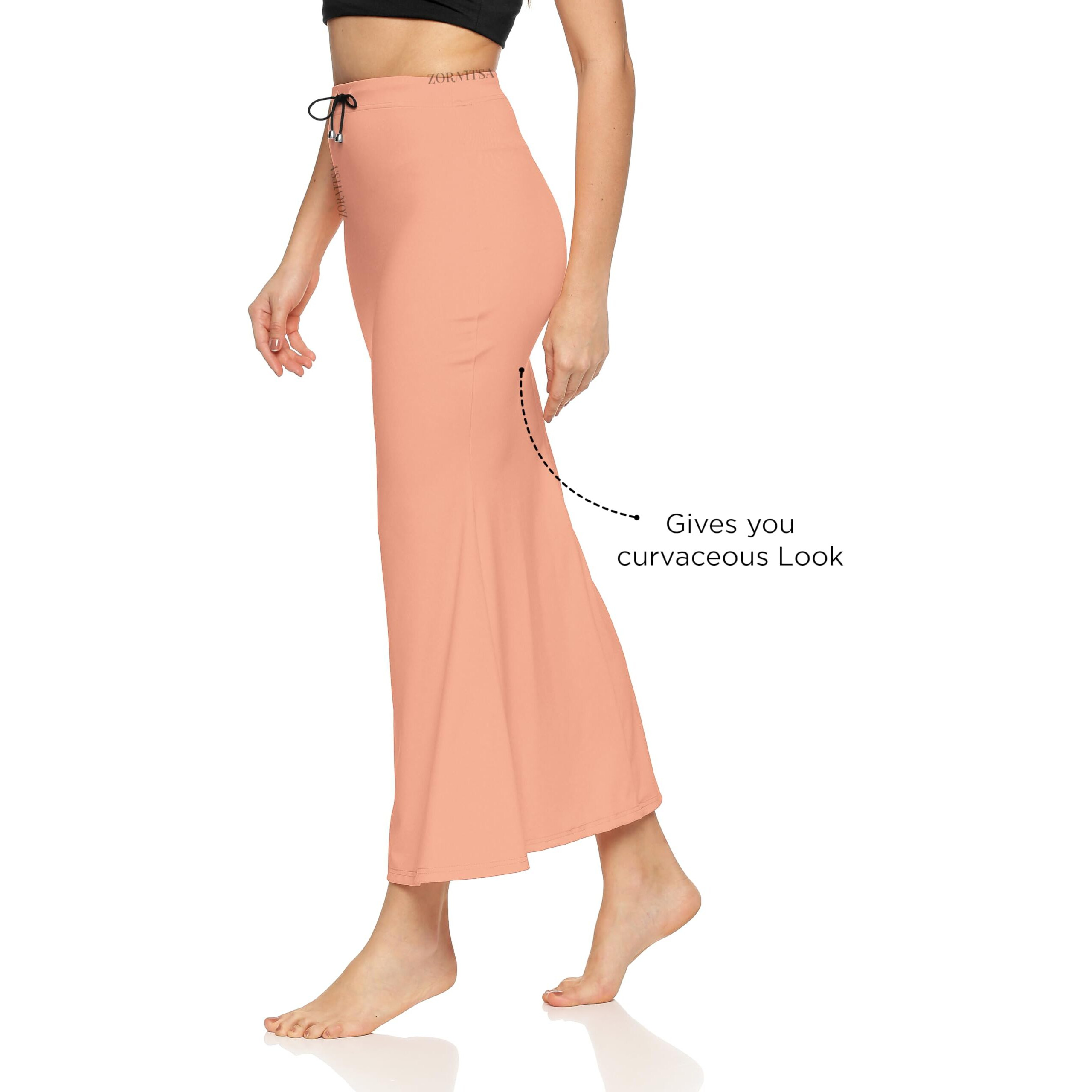 ZORNITSA Lycra Saree Shapewear Petticoat for Women Skirts for Women (Peach XL)