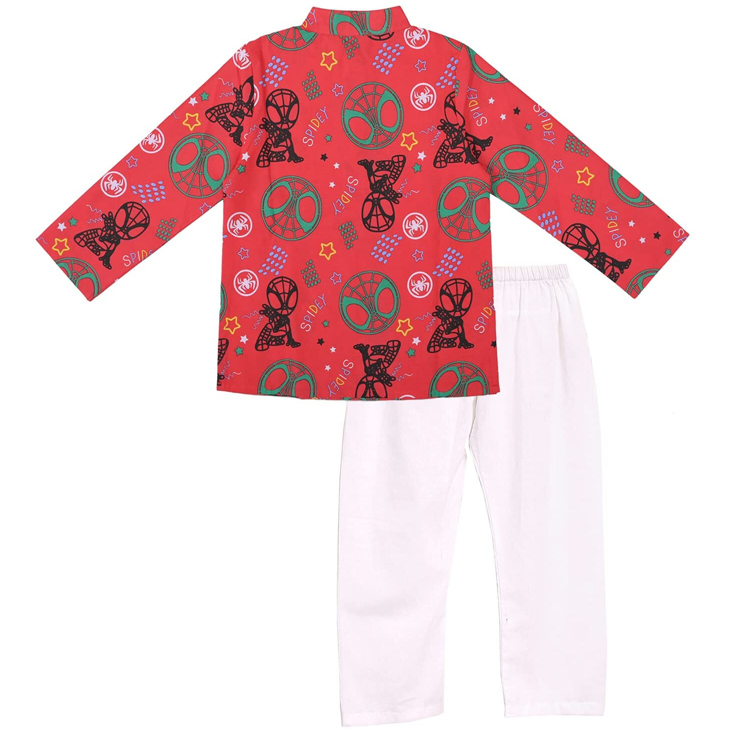 Bold N Elegant Cotton Bandej Bandhani Little Krishna Kanha Ethnic wear Kurta Pyjama Set for Infant Toddler Boys (2-3 Years Red-White)