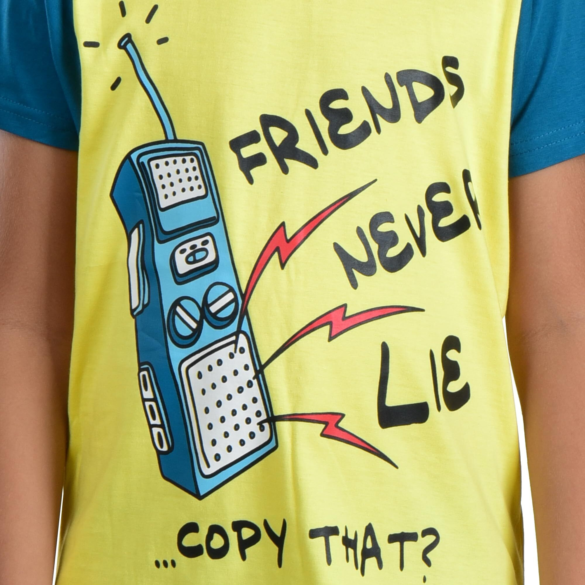 Clothe Funn Boys Co-Ordinate Set T-Shirt & Short Set Lemon & Teal 7-8 Years