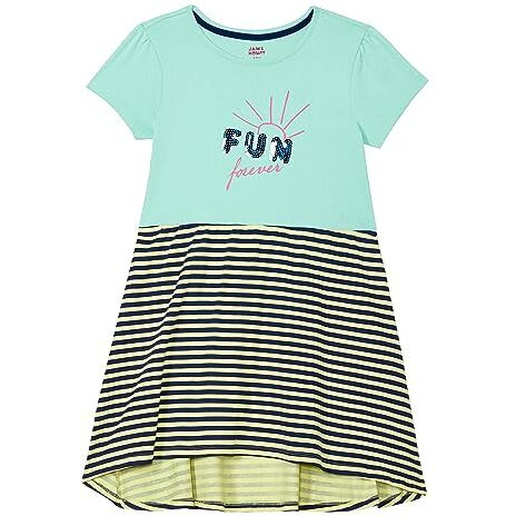 Amazon Brand - Jam & Honey Girls 100% Cotton Printed Knee Length One Piece Dress | Age 2-12 Years