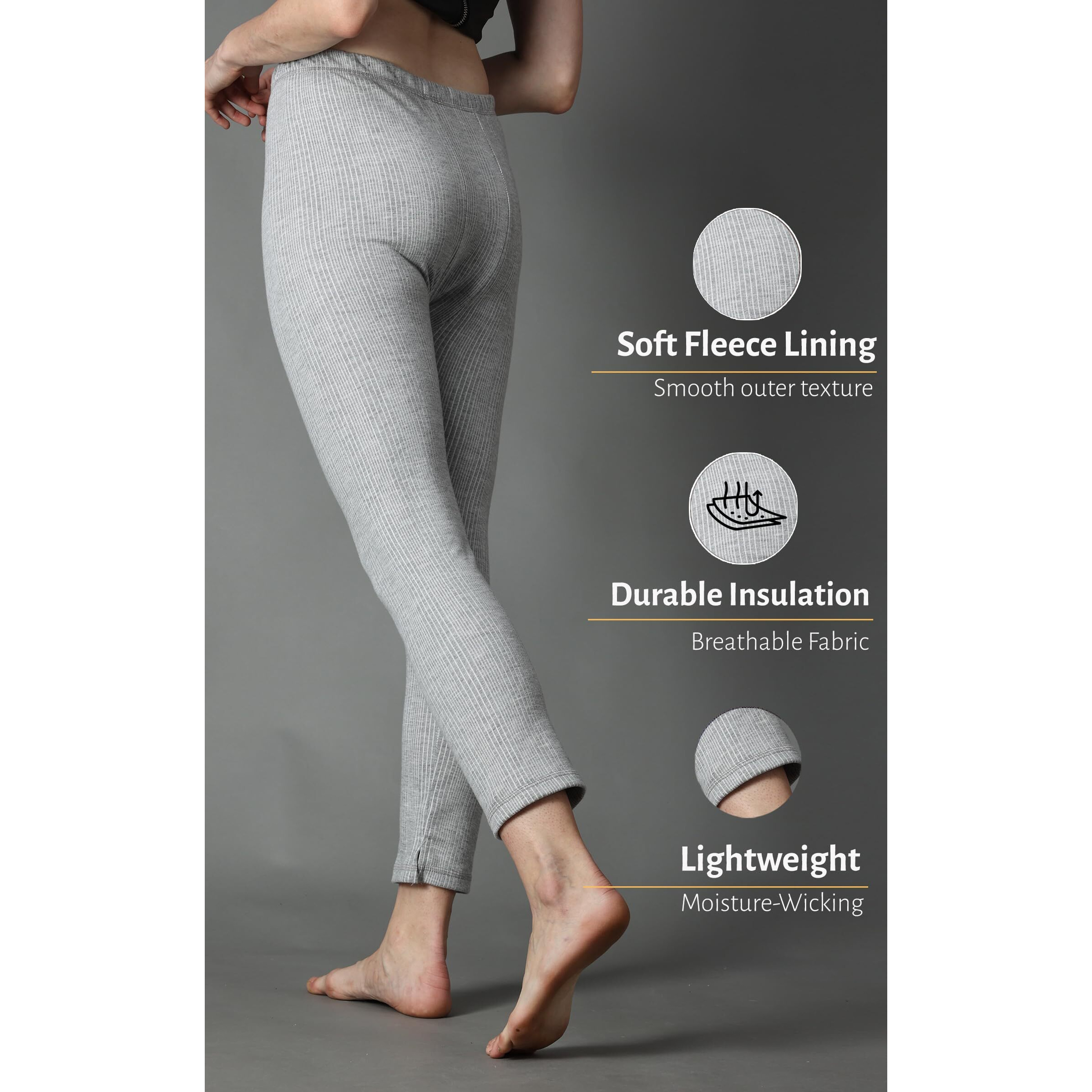 Wearslim Winter Thermal Bottom Underwear for Women | Ultra Soft Winter Warmer Inner Wear Johns Pant Lower Color - Grey (Size - Small)