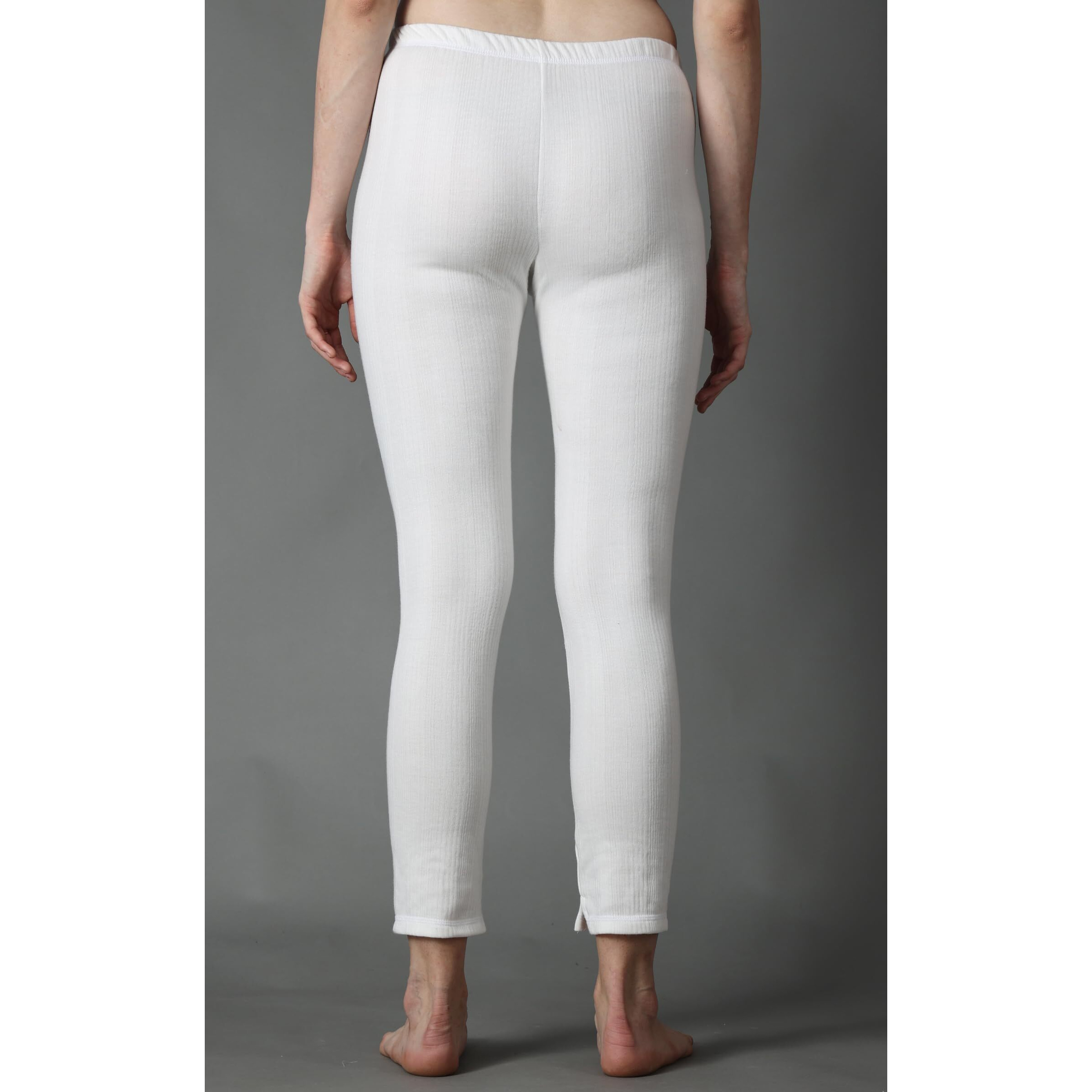 Wearslim Winter Thermal Bottom Underwear for Women | Ultra Soft Winter Warmer Inner Wear Johns Pant Lower Color - White (Size - Large)