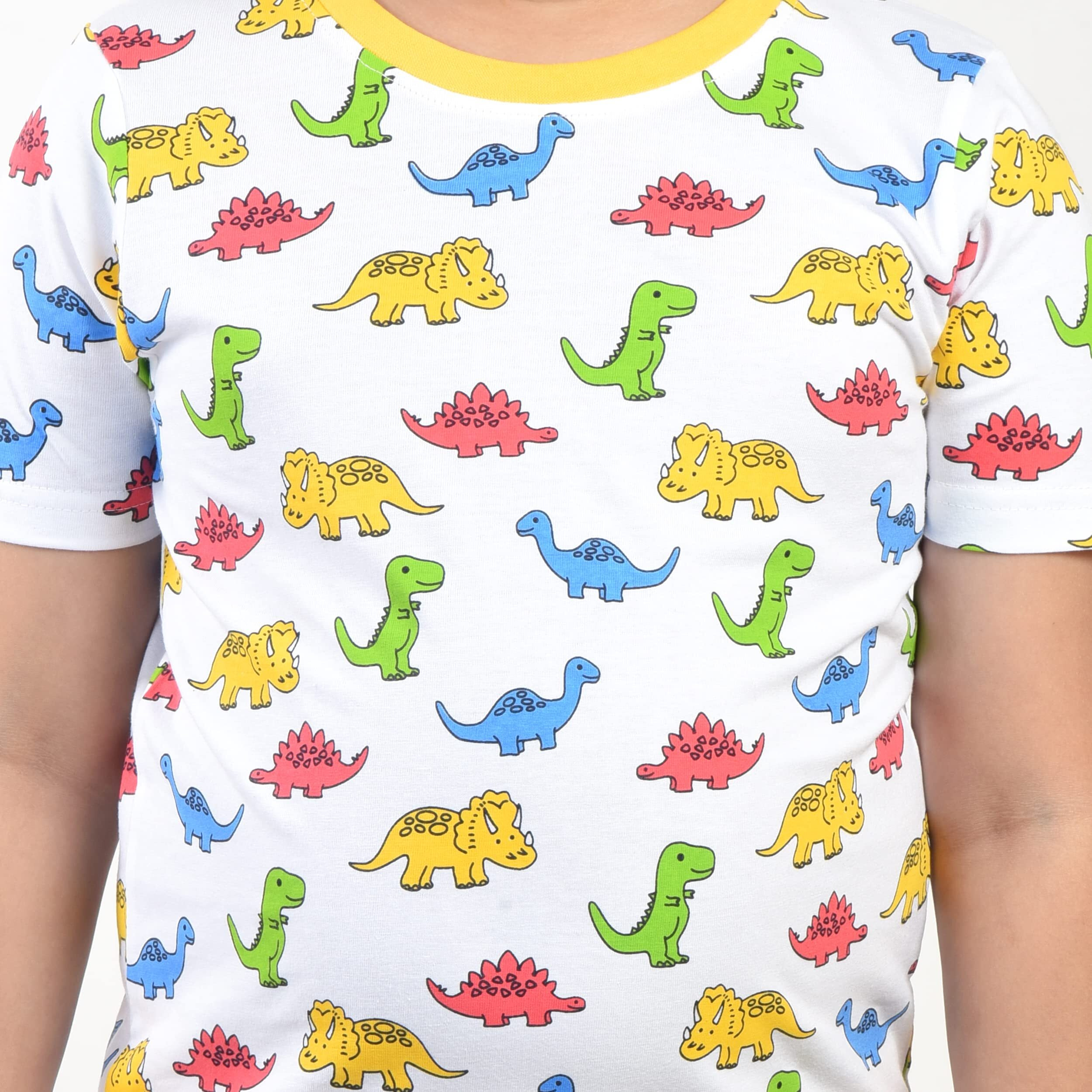 Clothe Funn Boys Coordinate Set Tshirt Shorts Set (White/Yellow 3-4 Years)