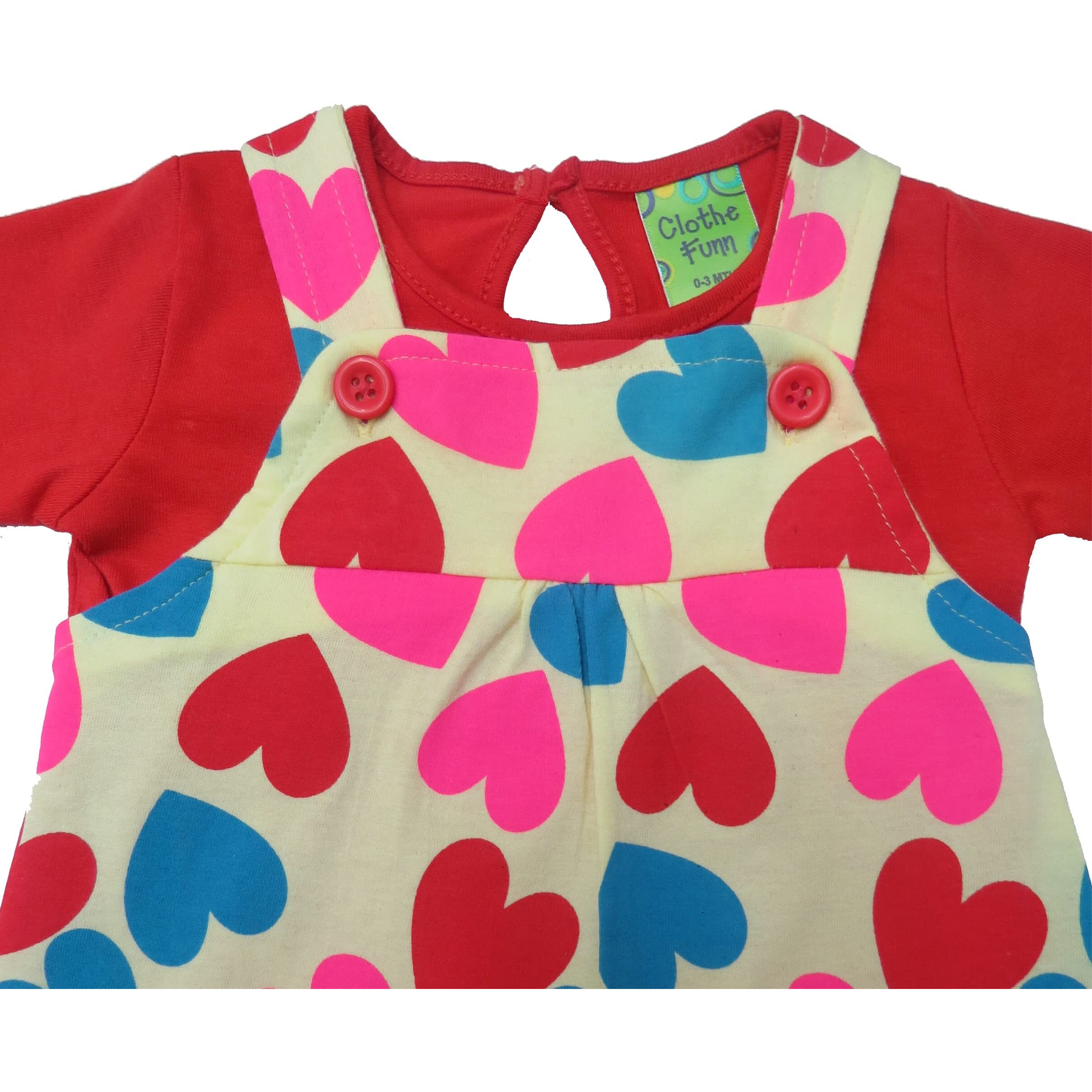 Clothe Funn New Born Knee Length Baby Girl Dress (Lemon AOP/Coral 2-3 Years)