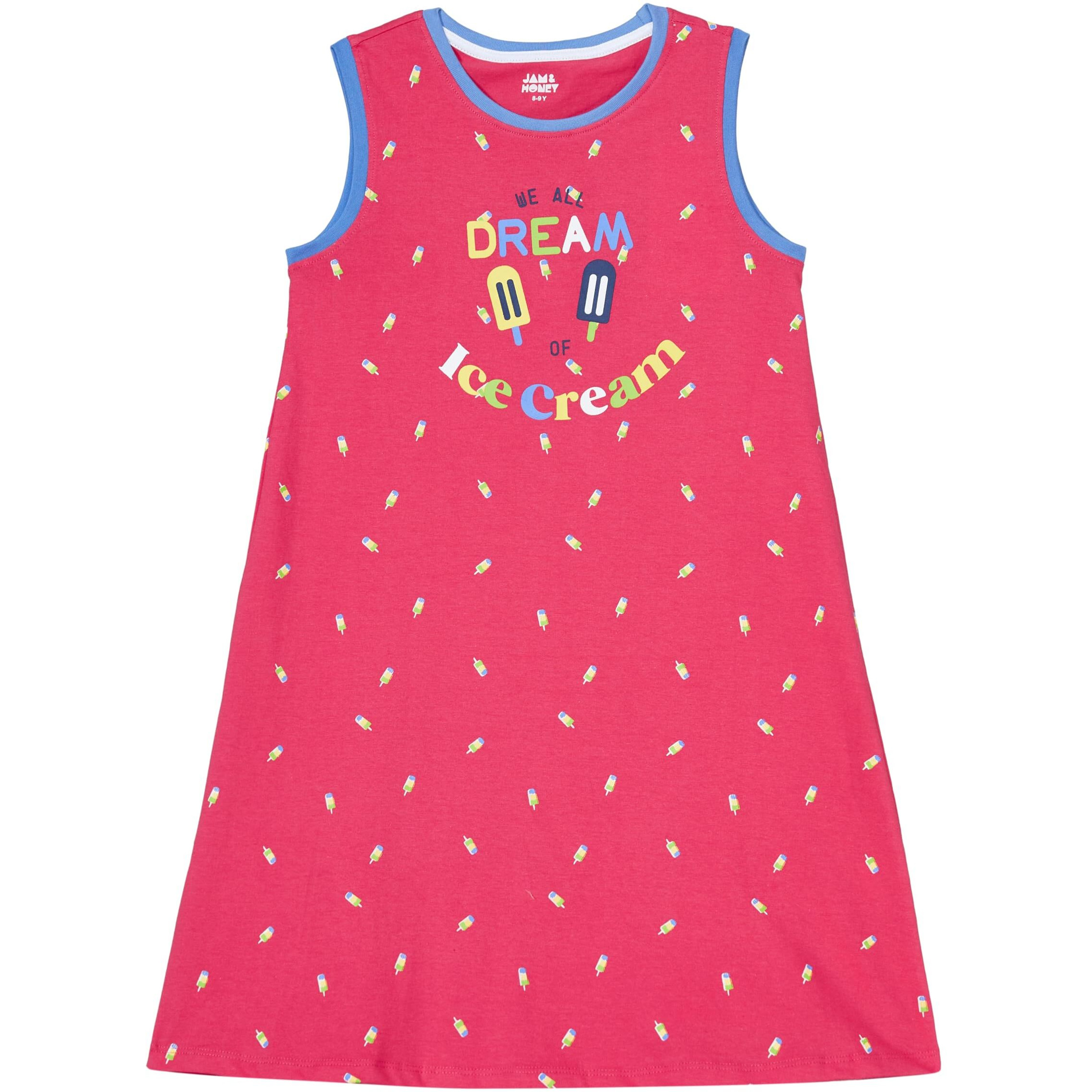 Amazon Brand - Jam & Honey Girls 100% Cotton Printed Knee Length Sleeveless Dress | Age 2-12 Years