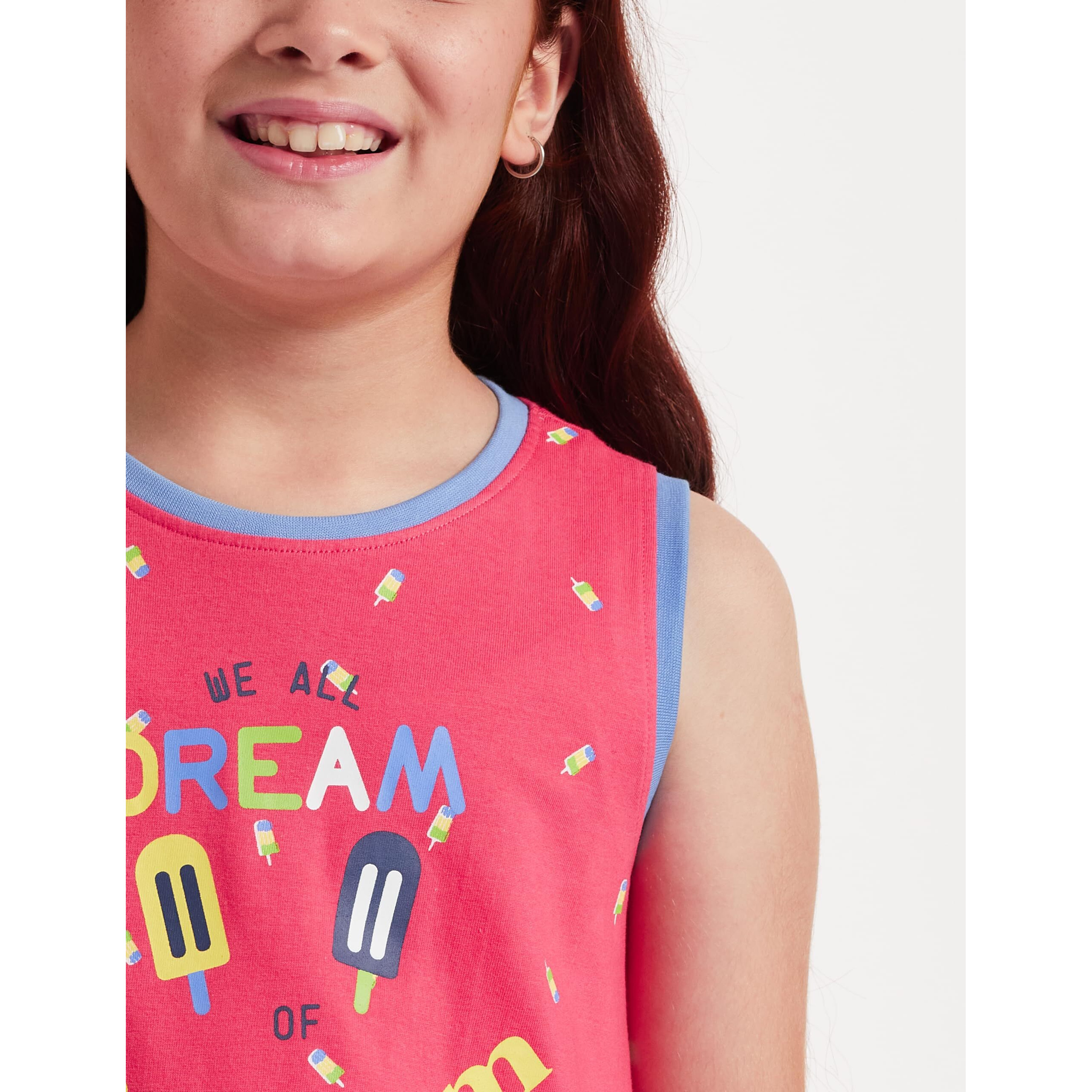 Amazon Brand - Jam & Honey Girls 100% Cotton Printed Knee Length Sleeveless Dress | Age 2-12 Years