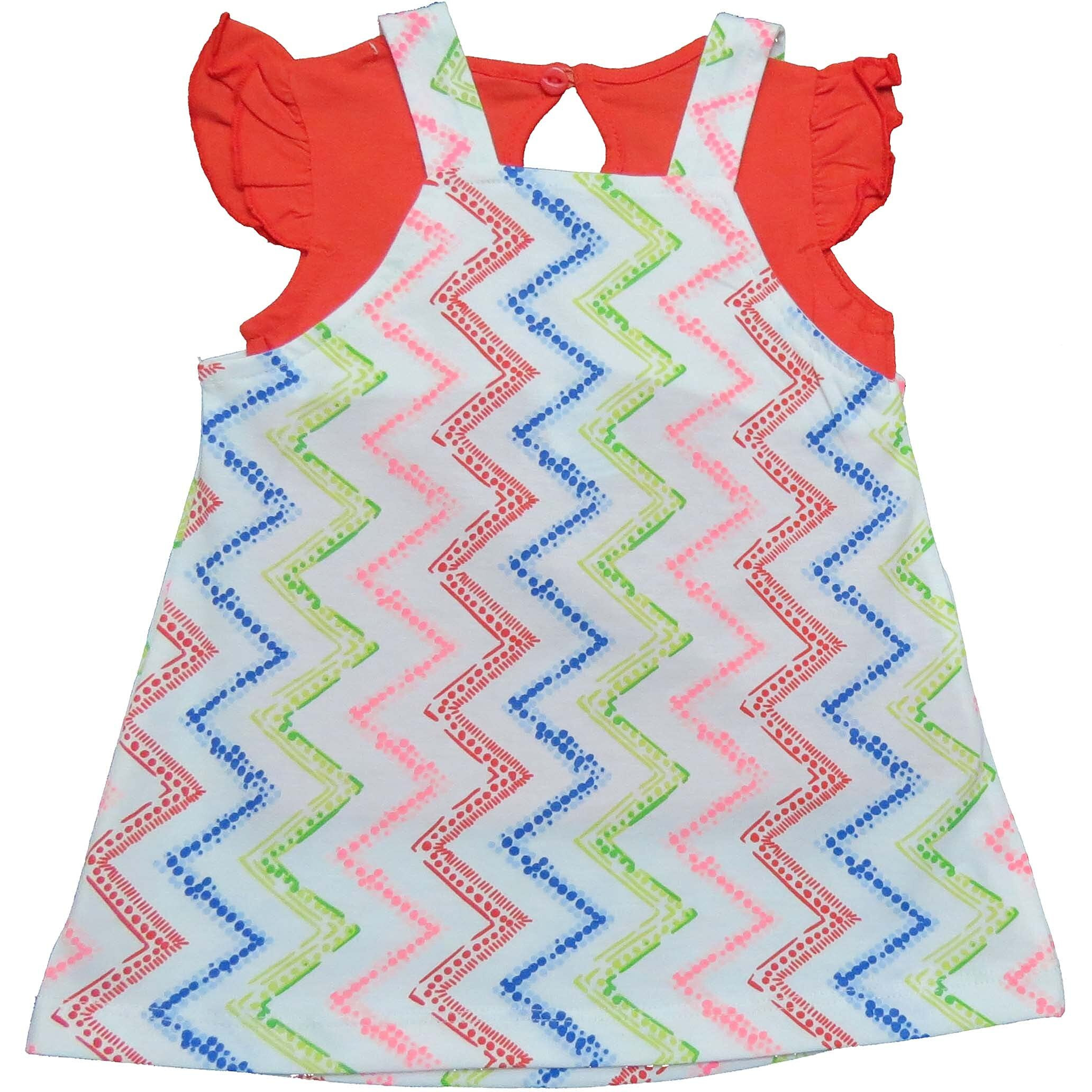 Clothe Funn New Born Knee Length Baby Girl Dress (White/Coral 9-12 Months)