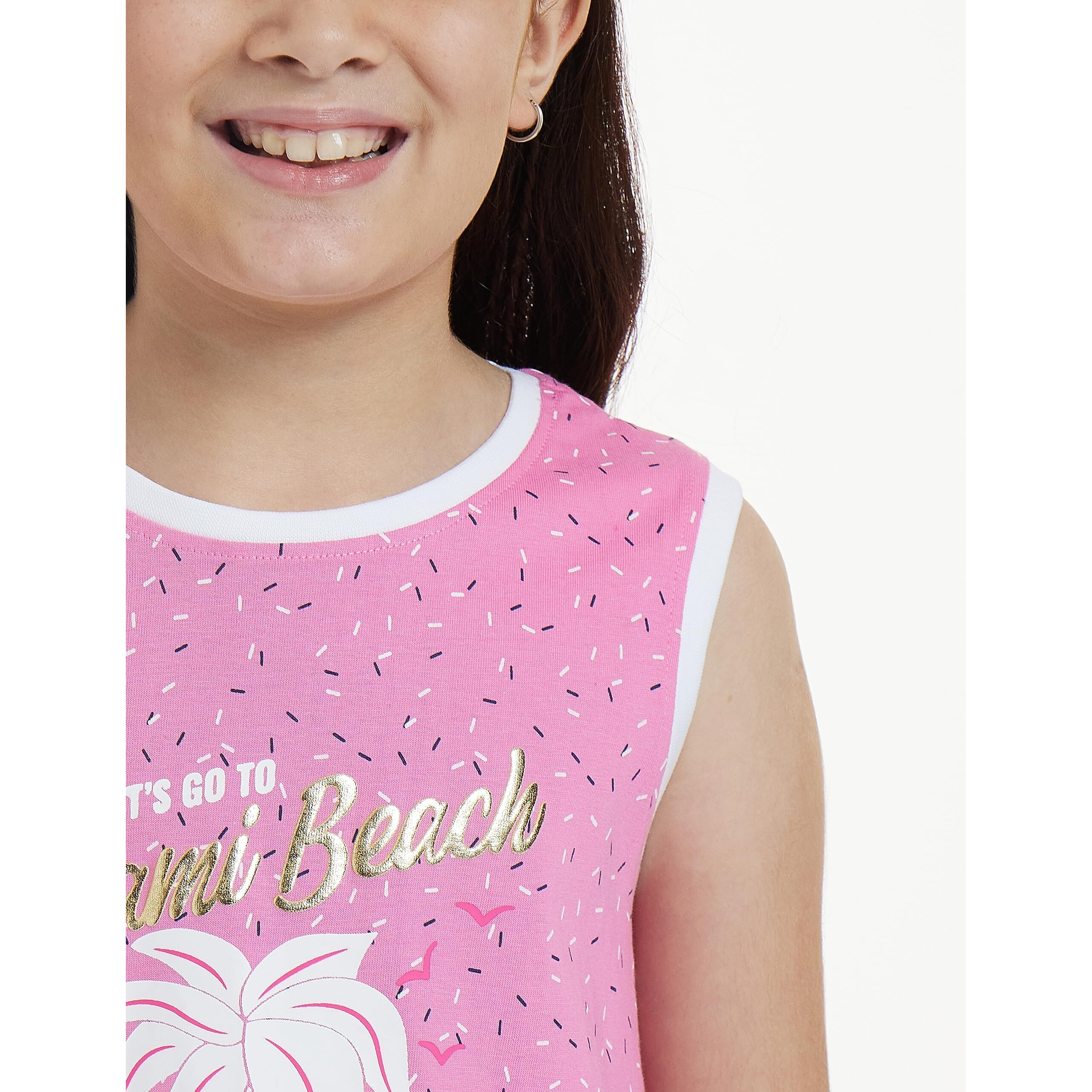 Amazon Brand - Jam & Honey Girls Cotton Knee-Length Casual Dress (JH-K-SS22-DRE-115_Multi 37_2-3 Years)