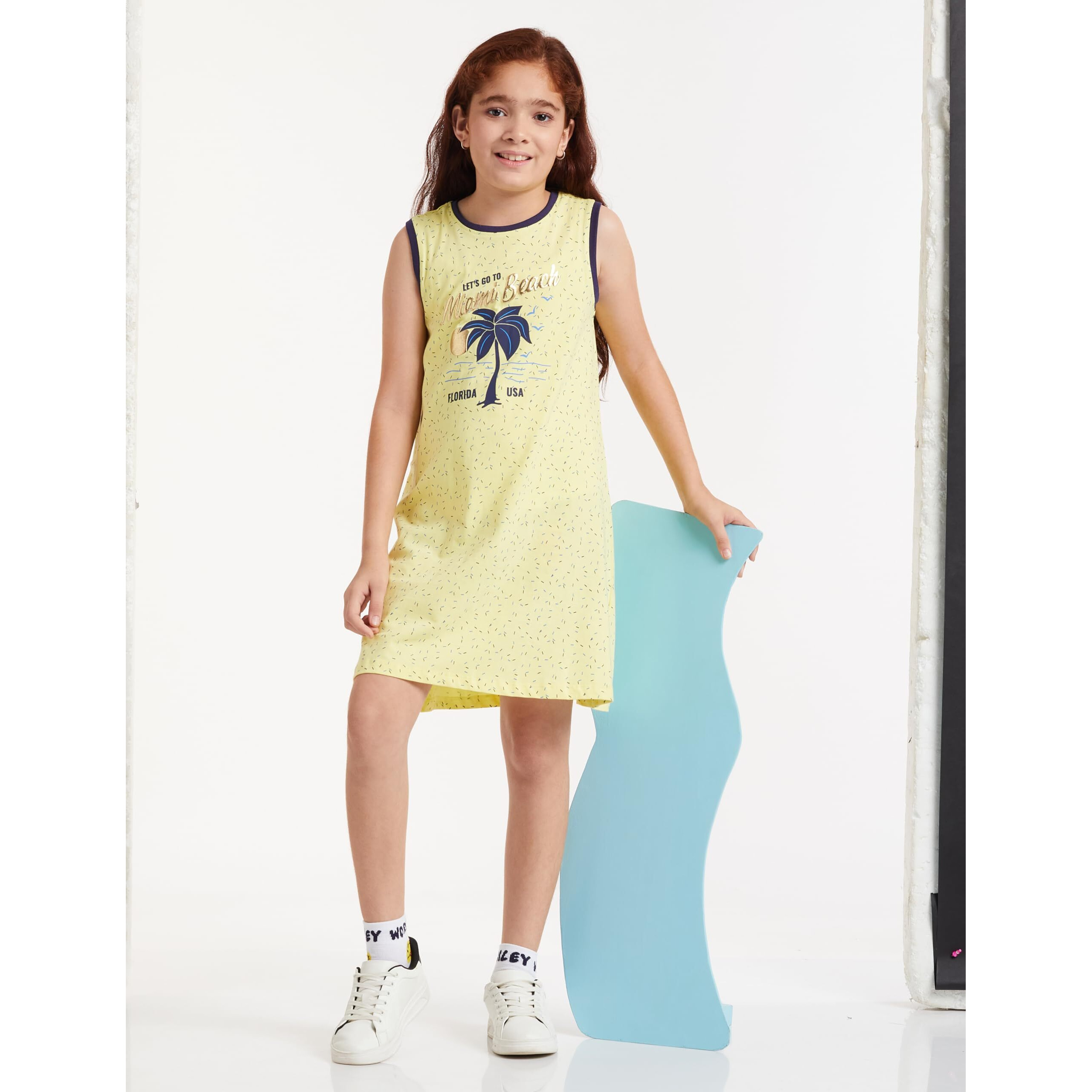 Amazon Brand - Jam & Honey Girls Cotton Knee-Length Casual Dress (JH-K-SS22-DRE-115_Multi 36_6-7 Years)