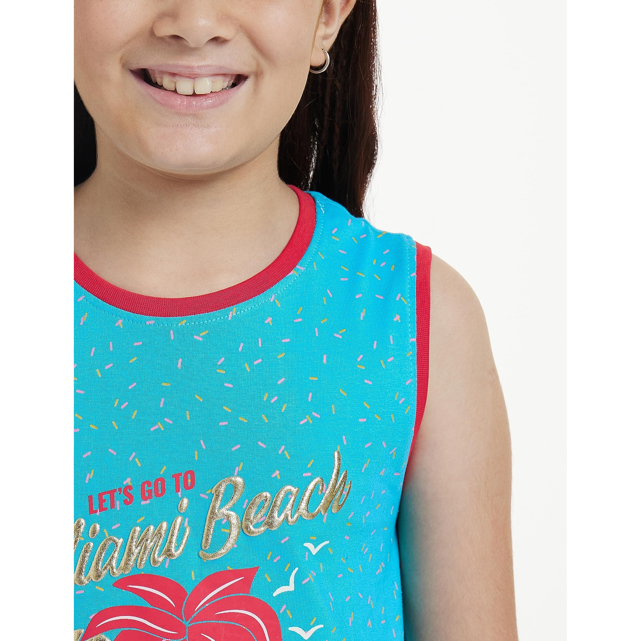 Amazon Brand - Jam & Honey Girls Cotton Knee-Length Casual Dress (JH-K-SS22-DRE-115_Multi 38_2-3 Years)