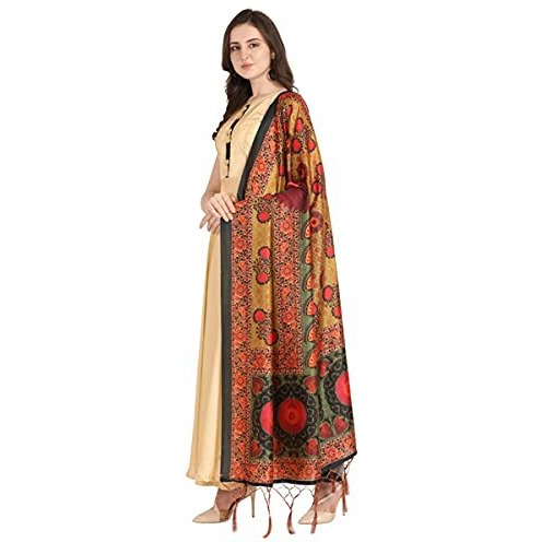 KAHIRAA WHOLETEX Womens Silk Multicoloured Digital Print Free Size Silk Dupatta