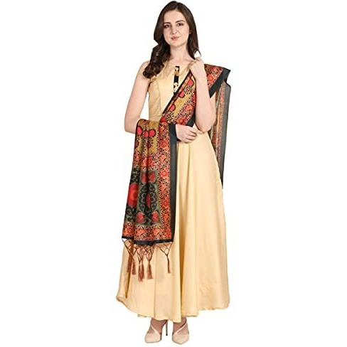 KAHIRAA WHOLETEX Womens Silk Multicoloured Digital Print Free Size Silk Dupatta