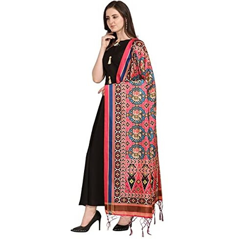 KAHIRAA WHOLETEX Womens Silk Multicoloured Digital Print Free Size Silk Dupatta