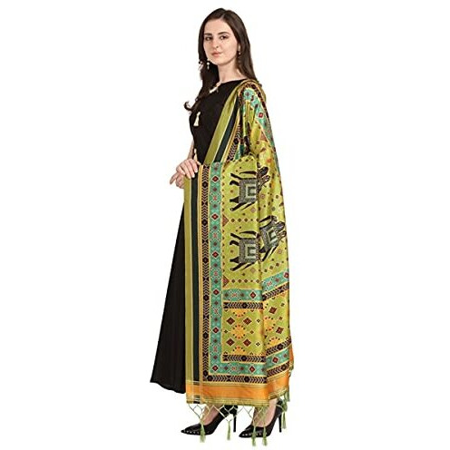 KAHIRAA WHOLETEX Womens Silk Multicoloured Digital Print Free Size Silk Dupatta