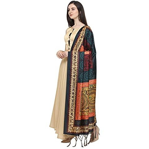 KAHIRAA WHOLETEX Womens Silk Multicoloured Digital Print Free Size Silk Dupatta