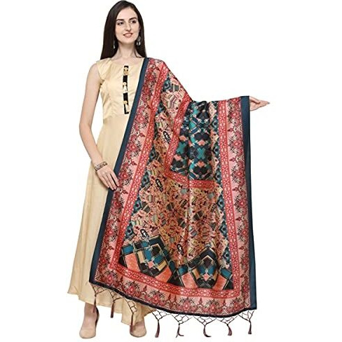 KAHIRAA WHOLETEX Womens Silk Multicoloured Digital Print Free Size Silk Dupatta