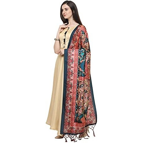KAHIRAA WHOLETEX Womens Silk Multicoloured Digital Print Free Size Silk Dupatta