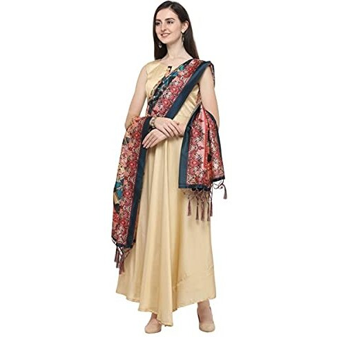 KAHIRAA WHOLETEX Womens Silk Multicoloured Digital Print Free Size Silk Dupatta